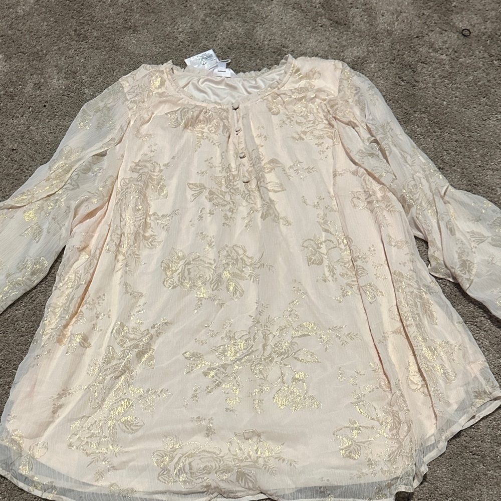 Elegant Cream and Gold Women's Top - Picture 1 of 6
